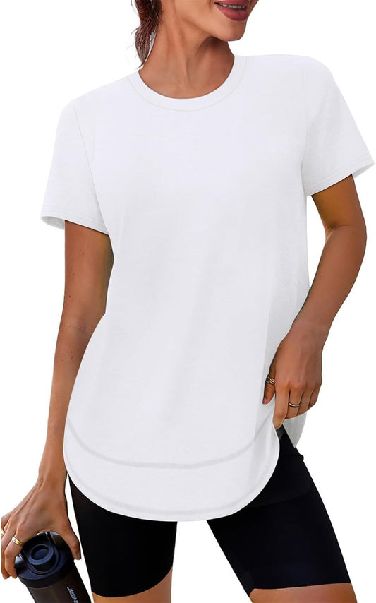 Women’s Casual Curved Hem Short Sleeve T-Shirt
