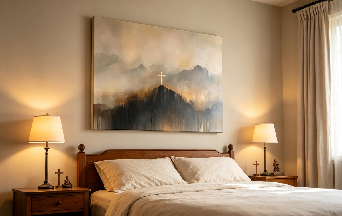 Mountain Cross Faith Canvas Wall Art