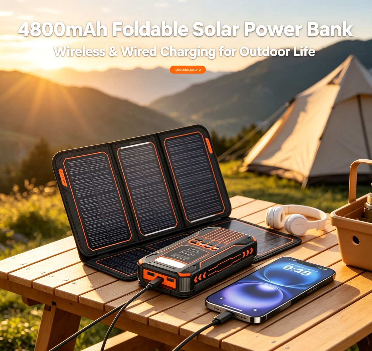 Foldable Solar Power Bank – Ultimate Outdoor Emergency Charger