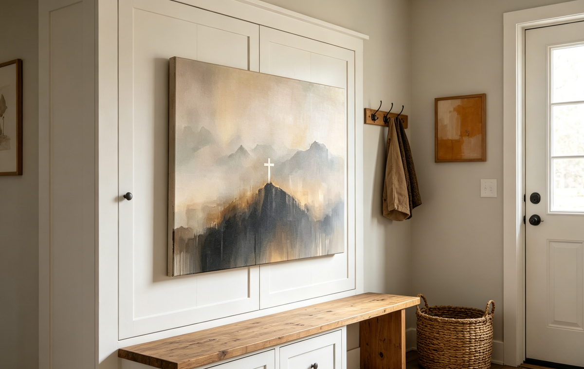Mountain Cross Faith Canvas Wall Art