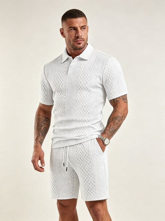 Men's Lightweight Textured Polo 2 Piece Set