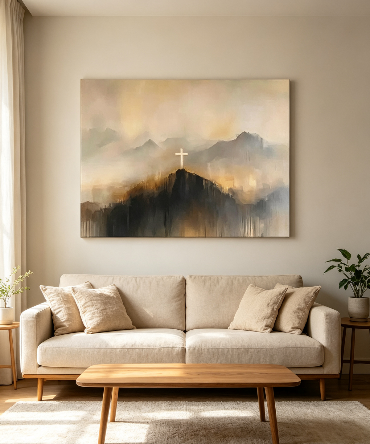 Mountain Cross Faith Canvas Wall Art