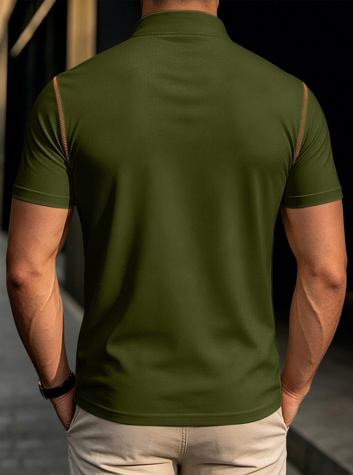 Men's Stand Collar Henley Polo Shirt