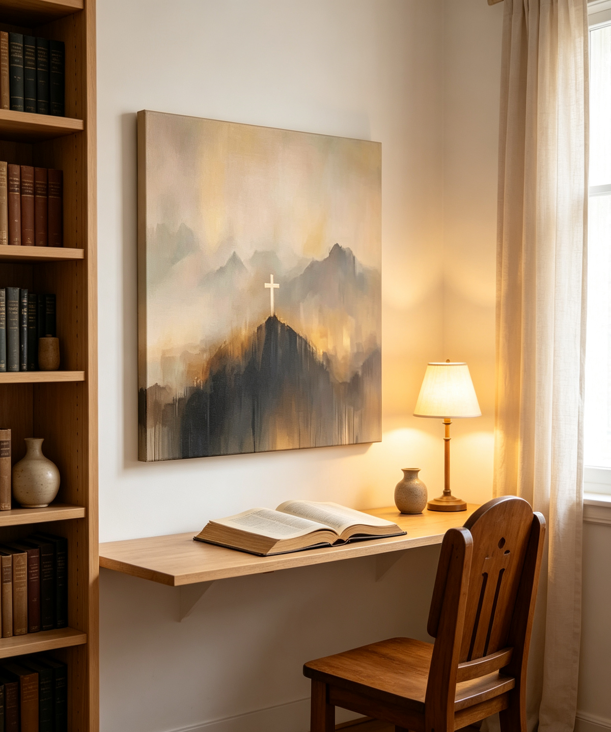 Mountain Cross Faith Canvas Wall Art