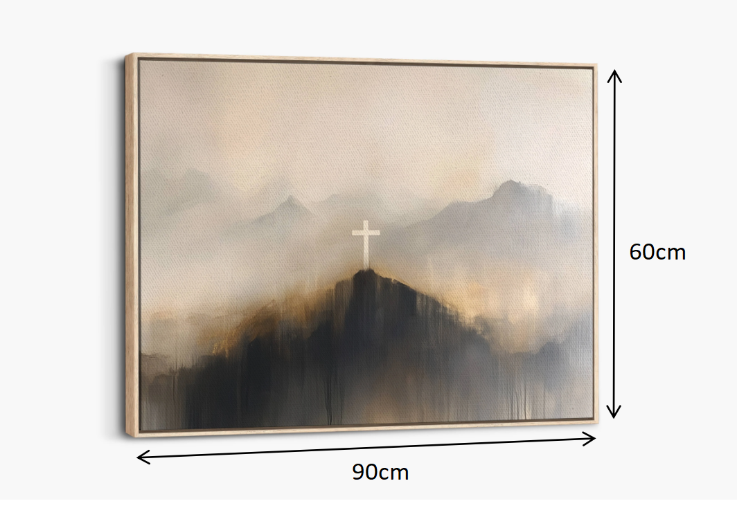 Mountain Cross Faith Canvas Wall Art
