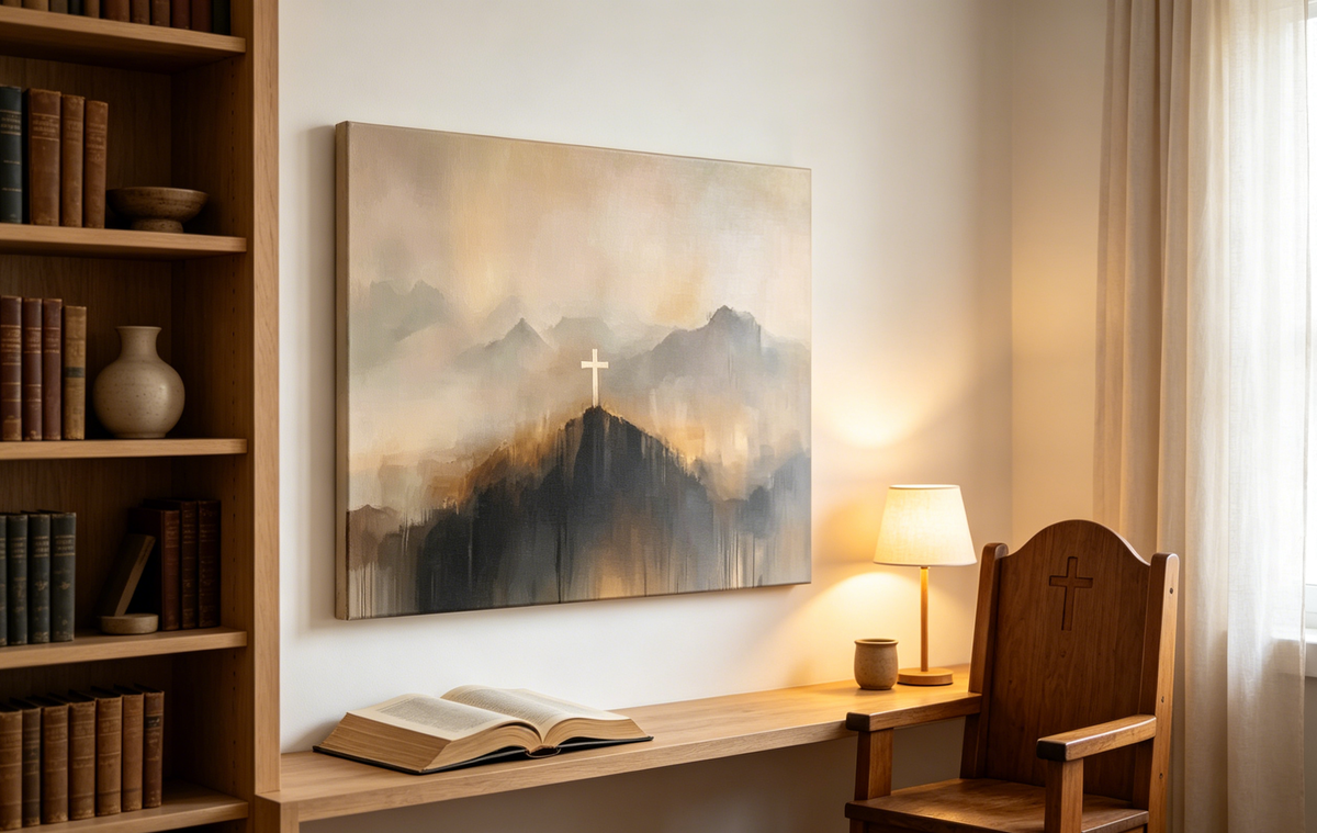 Mountain Cross Faith Canvas Wall Art