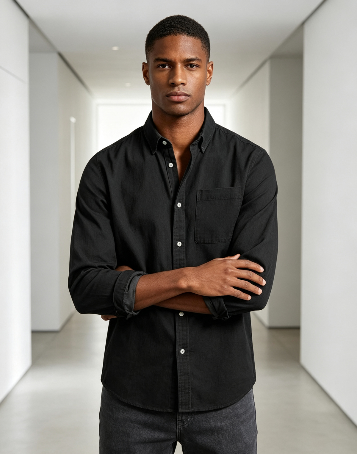 Men’s Vintage Long Sleeve Button-Down Shirt