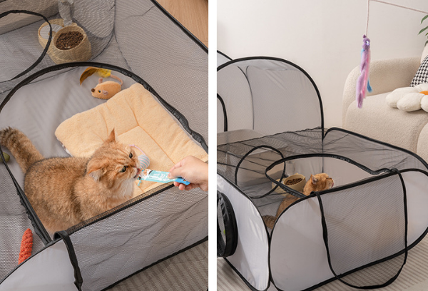 3-in-1 Foldable Pet Playpen with Tunnel