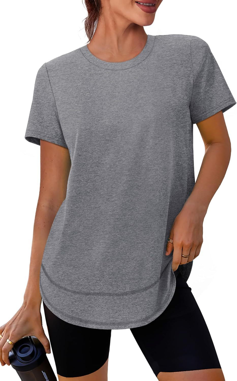 Women’s Casual Curved Hem Short Sleeve T-Shirt