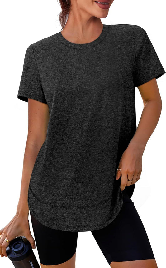 Women’s Casual Curved Hem Short Sleeve T-Shirt